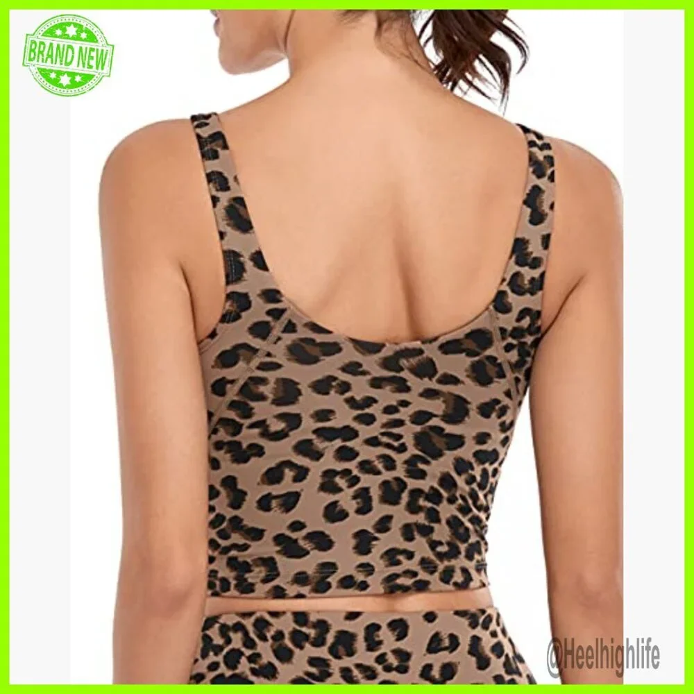 Longline Sports Bra Crop Top Padded Removable Yoga Workout Tank